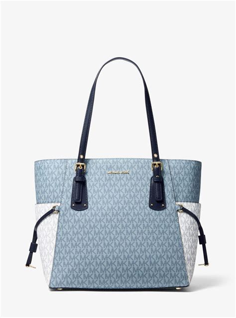 michael kors small leather tote two tone|Michael Kors small nylon tote.